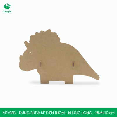  MFK08D - Đựng bút & kệ điện thoại bằng giấy carton - Hộp bút kiểu dáng Khủng long - 15x6x10 cm