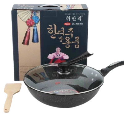 Chảo Chống Dính Siêu Bền Sâu Lòng Đá Coopia Hàn Quốc có nắp kính size 32cm/30cm (Tặng Thìa Gỗ ) - HÀNG CHÍNH HÃNG MINIIN