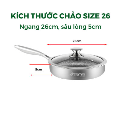 Chảo chống dính đáy từ vân tổ ong 26cm- Dreamer DKW-NFL126B