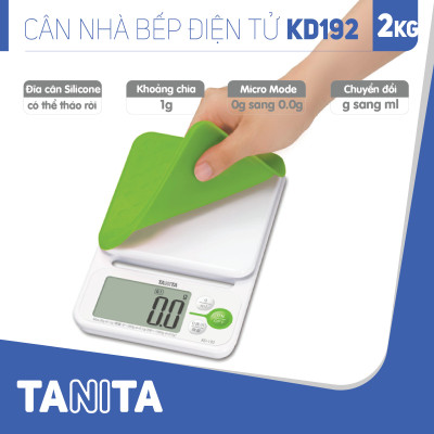 Cân điện tử nhà bếp TANITA KD192 (Chính hãng Nhật Bản), Cân nhà bếp 2kg, Cân thức ăn 2kg, Cân thực phẩm 2kg, Cân Nhật, Cân trọng lượng, Cân chính hãng, Cân thực phẩm, Cân thức ăn, Cân tiểu ly điện tử, Cân chính xác, Cân làm bánh