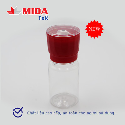 Dụng cụ xay tiêu MIDATEK cối xay ceramic Màu Đỏ chai nhựa dung tích 100ml miệng hũ 38mm