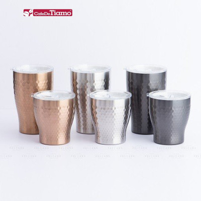 Ly giữ nhiệt inox hoa văn tổ ong 2 lớp phủ sứ Tiamo 360ml