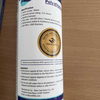 Lõi lọc tinh PE 10" 0.3 micron Thái Lan - Hàng chính hãng