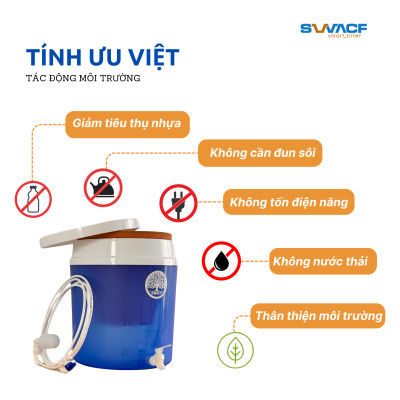 Bình lọc nước uống trực tiếp SWACF 16L | CWFLT Nano bạc, lõi lọc 7L, tốc độ lọc 2 - 4 lít/giờ, giữ khoáng thiết yếu - Công nghệ Mỹ