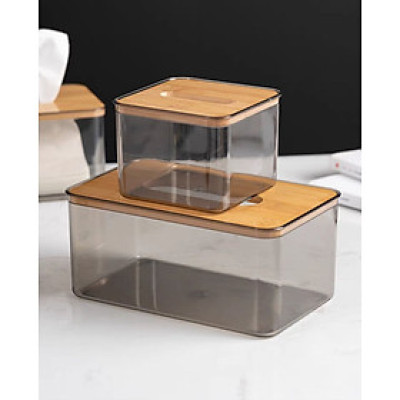 HỘP ĐỰNG GIẤY ĂN MIKA NẮP GỖ TRE 