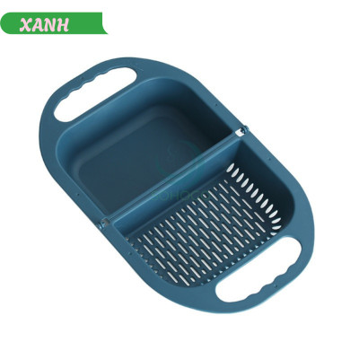 Rổ Rửa Thực Phẩm Kèm Thau Tiện Lợi -Rổ Nhựa Thông Minh Đa Năng Cho Nhà Bếp -Rổ Xả Nước Gập Gọn Cầm Tay -Rổ Rửa Rau Gập Gọn