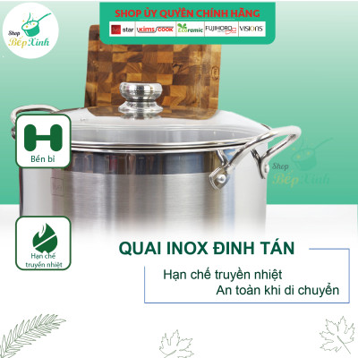 Nồi Inox 3 Đáy Nắp Kính Fivestar N28-3DG (28cm) - Hàng Chính Hãng