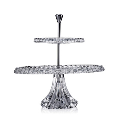 Đĩa pha lê 2 tầng Rogaska Crown Jewel 34cm màu trắng Hàng chính hãng