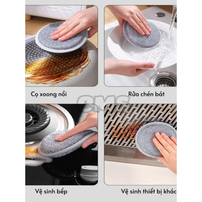 Set 3 miếng bọt biển rửa chén bát 3 lớp cọ xoong nồi giẻ rửa bát đĩa đa năng siêu tạo bọt