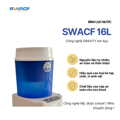 Bình lọc nước uống trực tiếp SWACF 16L | CWFNL Nano bạc, lõi lọc 7L, tốc độ lọc 2 - 4 lít/giờ, giữ khoáng thiết yếu - Công nghệ Mỹ