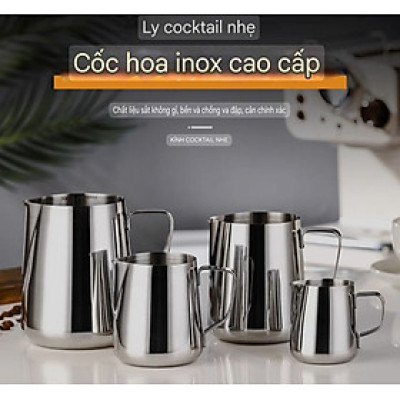 ca đong inox 304 - ca đánh sữa - cho barista trong việc tạo hình cho tách Cappuccino, Latte hay Macchiatto.