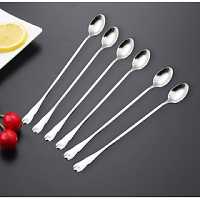 Bộ 6 muỗng/thìa cafe Hàn Quốc, cán dài giọt lệ inox 20cm cao cấp