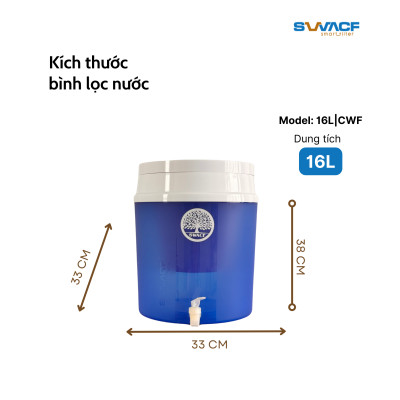 Bình lọc nước uống trực tiếp SWACF 16L | CWF Nano bạc, lõi lọc 7L, tốc độ lọc 2-4 lít/giờ, giữ khoáng thiết yếu - Công nghệ Mỹ