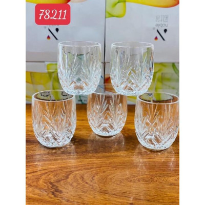 Bộ 6 cốc thủy tinh uống nước hoặc rượu tây cao cấp sang trọng vân lá cọ