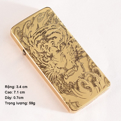 Vỏ Hộp Quẹt Bật Lửa Xăng Đá Zorro ZC5 Khắc Hình Hổ Gầm Dũng Mãnh Quyền Lực, Nắp Khít Giữ Xăng Tốt