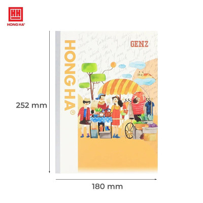 Vở kẻ ngang Hồng Hà 120 trang - Gáy vuông ép keo - GenZ 1100 định lượng 58 gm2 (Giấy mỏng) độ sáng 90-92 ISO, Khổ vở 180 x 252 mm (Giao bìa ngẫu nhiên)