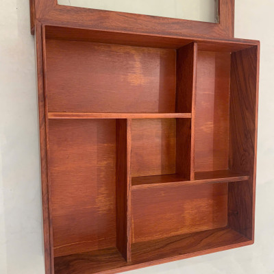 Khay Đựng Mứt Tết Bánh Kẹo  Vuông 5 Ngăn Gỗ Gõ Tự Nhiên-DAICAT - Hình lục giác Chữ Phúc Lộc Thọ