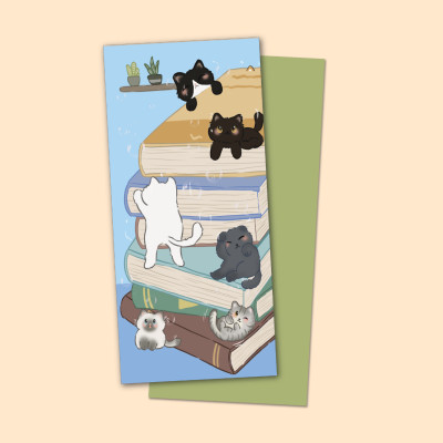 [1 Cái Ngẫu Nhiên] Bookmark Kẹp Sách, Dấu Trang Họa Tiết Hình Mèo Dễ Thương - SBOOKS