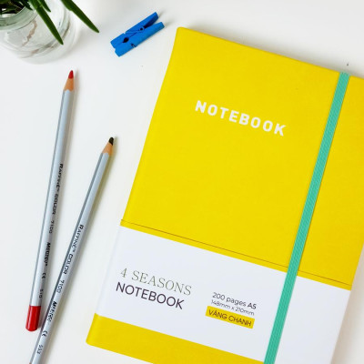 Sổ Bìa Da A5 - Kẻ Ngang 200 Trang 80gsm - 4 Seasons - The Sun 02 - Màu Vàng Chanh