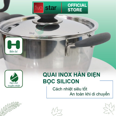 Nồi Inox đáy từ Fivestar Quai Silicon - Tặng 5 muỗng inox
