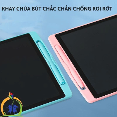Bảng Viết Cảm Ứng Điện Tử 3D Đa Sắc 12 Inch Thông Minh Tự Xóa Dành Cho Bé - Bảng Vẽ Đồ Họa Bút Dạy Học LCD Xanh Dương