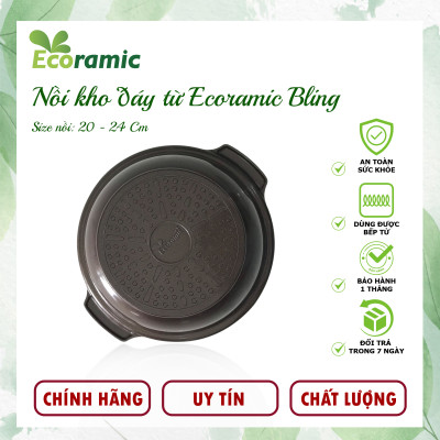 [CAO CẤP] Nồi Kho Bếp Từ Ecoramic Bling – Phủ Ceramic 6 Lớp – Đúc Nguyên Khối – Tặng Đế Lót Gỗ – Chính Hãng Ecoramic