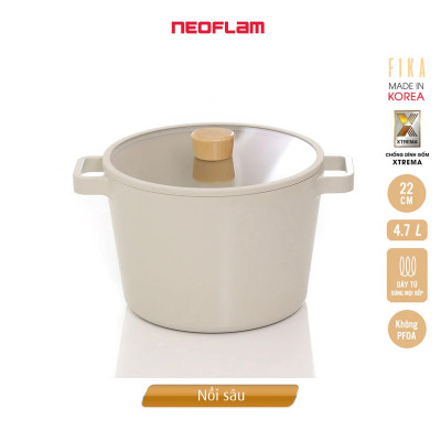 [Hàng Chính hãng] Nồi sâu chống dính bếp từ Neoflam Fika - Hàn Quốc 22cm. Made in Korea. Hàng có sẵn, giao ngay