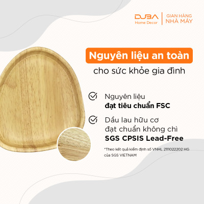 Khay gỗ cao su decor, thớt gỗ trang trí hình sỏi màu tự nhiên đạt chuẩn xuất khẩu - DUBA