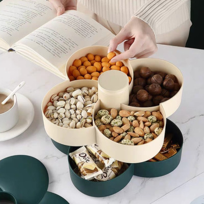 Khay mứt tết Hoa Đào Tết 2 Tầng - Khay đựng đồ ngày tết: Bánh kẹo, trái cây, đồ sấy...