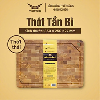 Thớt gỗ tần bì cao cấp chính hãng tiêu chuẩn quốc tế vibasic 35x25x2.7cm cắt thái đa năng, có móc treo