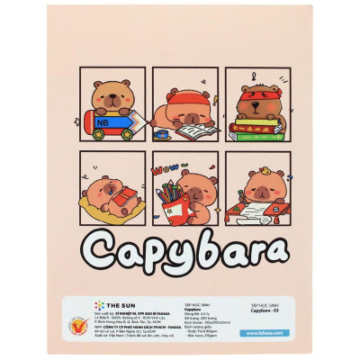 Tập Học Sinh Capybara - 4 Ô Ly - 200 Trang 80gsm - The Sun (Mẫu Bìa Giao Ngẫu Nhiên)