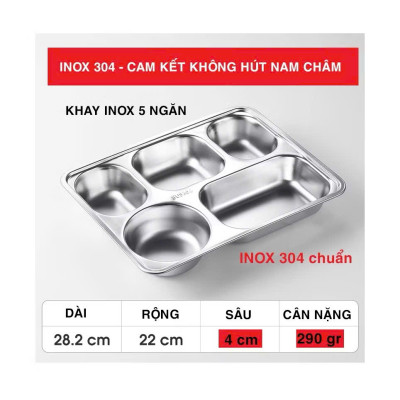 Khay Đựng Cơm Inox Cao Cấp 5 Ngăn Sâu Lòng Hàn Quốc, Khay Đựng Cơm Văn Phòng, Xí Nghiệp Đảm Bảo Vệ Sinh - HÀNG CHÍNH HÃNG MINIIN