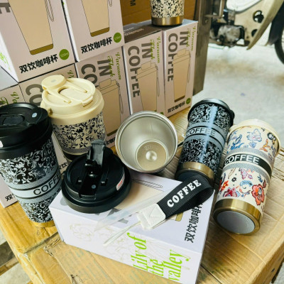 Ly Giữ Nhiệt Họa Tiết Cổ Điển CHAGEE Phong Cách Sang Trọng - 500ml Inox 316, Nắp Chống Tràn, Dây Đeo Tiện Lợi, Ống Hút - HÀNG CHÍNH HÃNG MINIIN