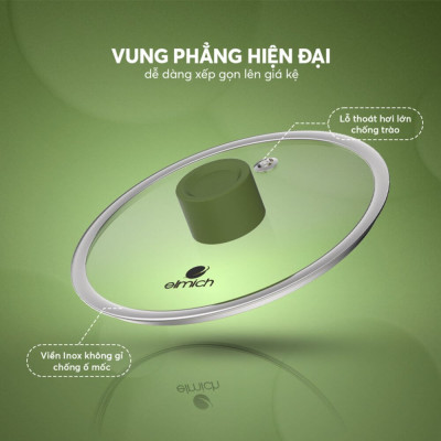 Nồi quánh phủ sứ Elmich Olive EL-5523OV nhiều size, Hàng chính hãng, dùng được mọi bếp - JoyMall