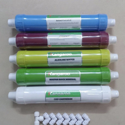 Combo Bộ 9 Lõi Lọc Nước Kangaroo 1,2,3,4,5,6,7,8,9 (RO Hàn Quốc, Nano Silver, Ceramic, Ankaline, Maifan, ORP Cartridge) - Hàng Chính Hãng