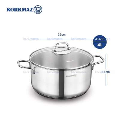 Nồi inox 18/10 Korkmaz Perla 4 lít - 22x11 cm