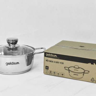 Nồi inox 3 đáy Goldsun F20 GE1204 - Hàng Việt Nam chất lượng cao