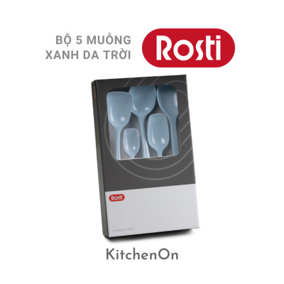 Bộ 5 thìa nấu ăn Rosti, màu xanh Bắc Âu. Nhãn hàng Rosti Đan Mạch