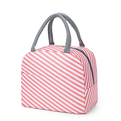 Túi Đựng Hộp Cơm Giữ Nhiệt Đa Lớp Nhiều Hoa Văn - Sọc Hồng
