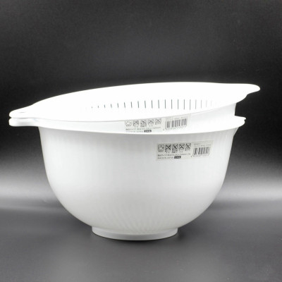 Bộ 2 sản phẩm gồm 01 chậu & 01 rổ nhựa cao cấp dạng tròn Sanada Seiki 3.6L có tay cầm - Hàng nội địa Nhật Bản.