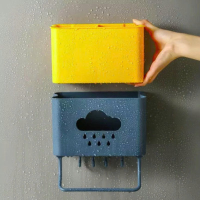 Hộp đựng đũa muỗng treo tường kèm móc treo khăn và dụng cụ bếp, ống đựng đũa muỗng hình đám mây