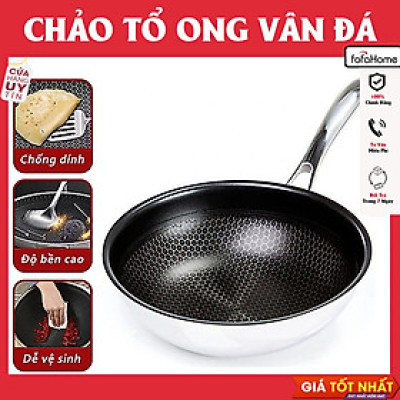Chảo Chống Dính Sâu Lòng Vân Đá Tổ Ong Hàn Quốc Dùng Được Cho Mọi Loại Bếp Chất Liệu Inox 3 Lớp Cao Cấp Tiện Dụng Chảo Vân Tổ Ong Sâu Lòng Size 32cm Siêu Chống Dính