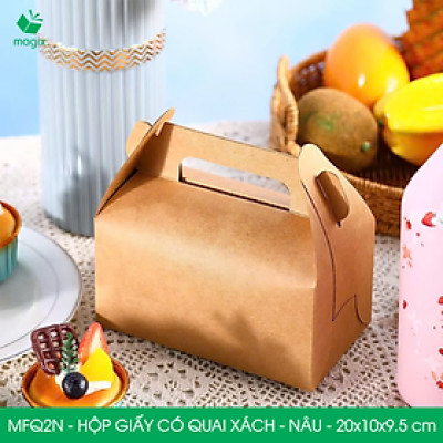 MFQ2N - 20x10x10 cm - 60 hộp giấy kraft có quai xách - Hộp đựng bánh ngọt, hộp quà tặng handmade