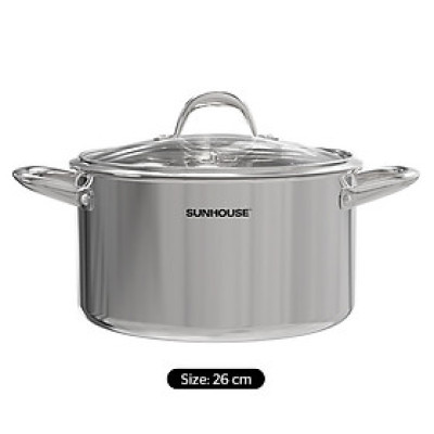 NỒI INOX 304 ĐÁY LIỀN SUNHOUSE SHG706-26 - Hàng Chính Hãng