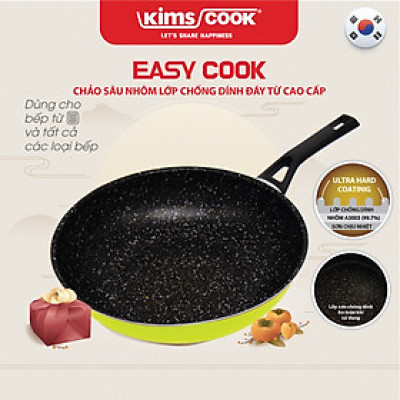 Chảo sâu KIMS COOK Easy Cook hợp kim nhôm chống dính vân đá đáy từ