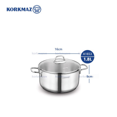 Nồi inox 18/10 Korkmaz Perla 1.8 lít - 16x9 cm