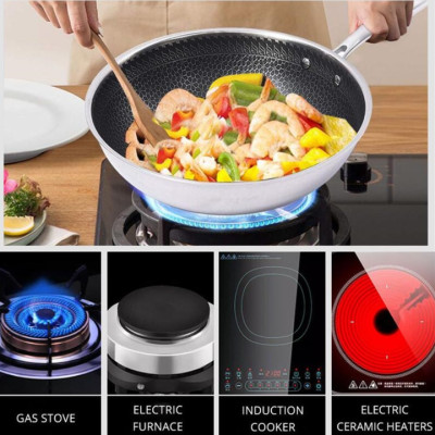 Chảo chống dính lòng sâu inox 304 cao cấp DSP CS004-W32 và CS004-W34 chất liệu Inox 304, công nghê chống dính khoan trắc bề mặt cao cấp- Hàng chính hãng