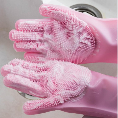 Găng Tay Rửa Chén Silicon Găng Tay Rửa Chén Bát Có Gai Vệ Sinh Nhà Cửa Đa Năng - Giao màu ngẫu nhiên