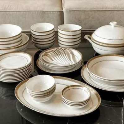 Set bát sứ Imperial 50 món viền vàng siêu sang Hàng chính hãng