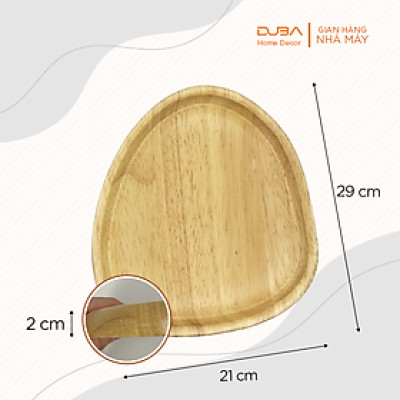 Khay gỗ cao su decor, thớt gỗ trang trí hình sỏi màu tự nhiên đạt chuẩn xuất khẩu - DUBA